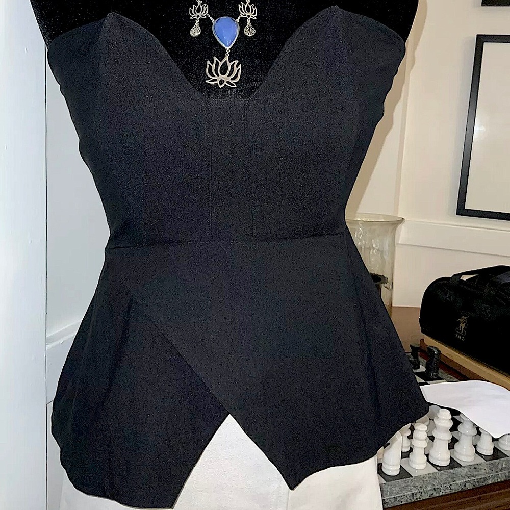 Solemio LosAngeles PeplumSweetheart Top Sz-M Black